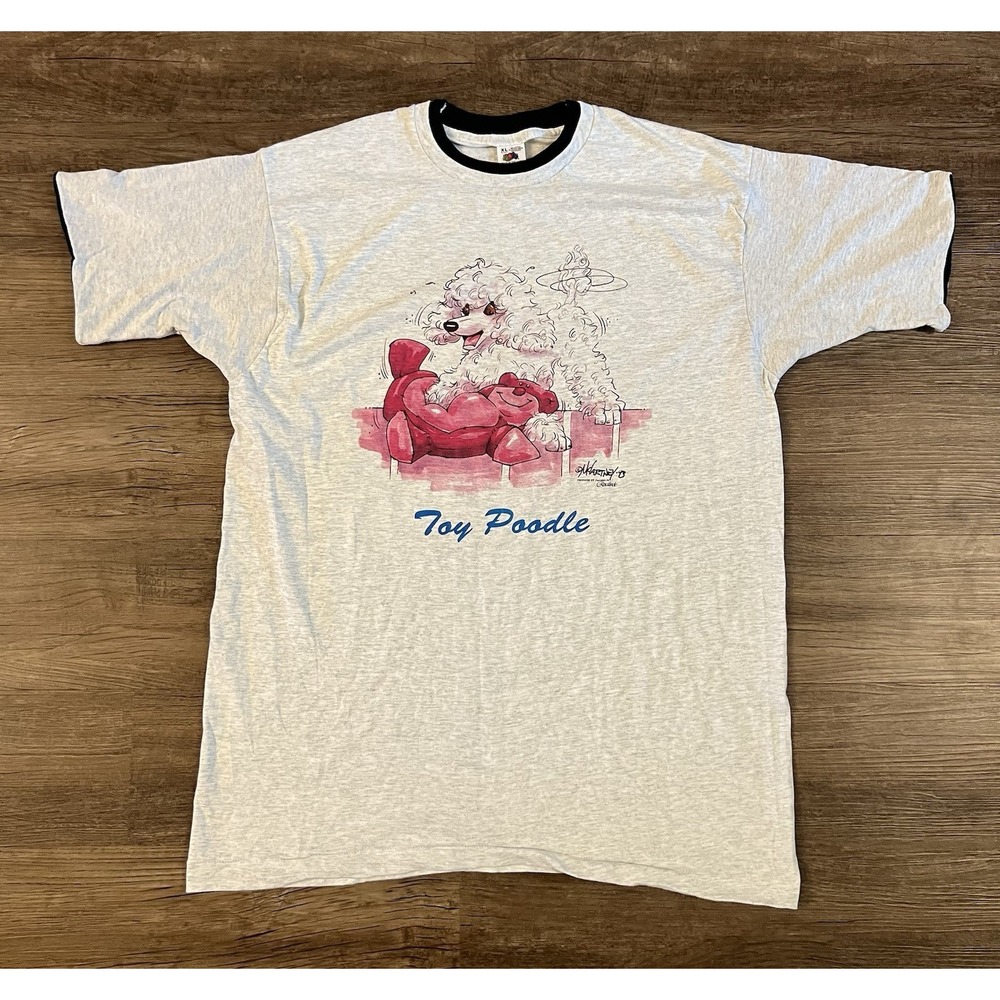 Vintage 1993 McCartney Rosalinde Toy Poodle Dog Single Stitch Shirt Large B24